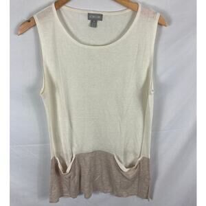 Ronen Chen Linen Blend Ivory White Tan Tank Size 3 / US 10